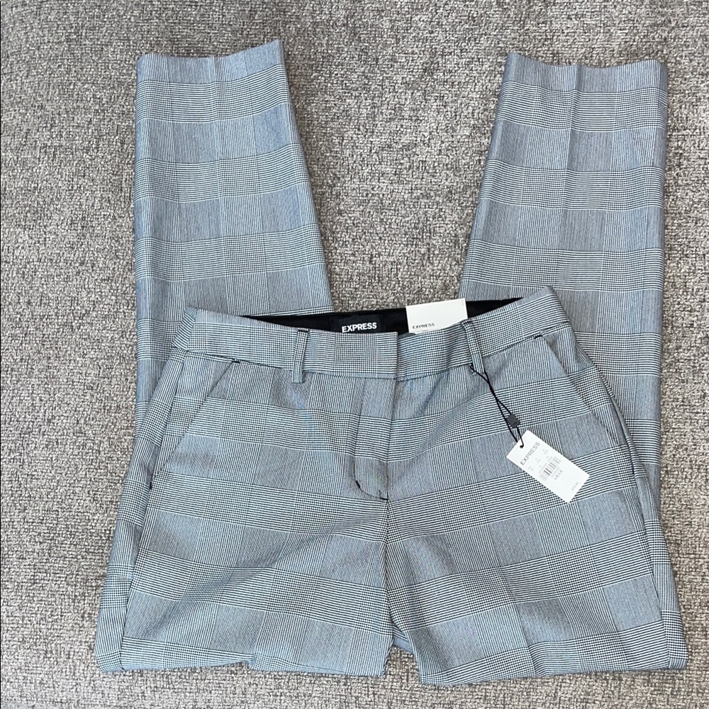 Express Light Gray Checkered Dress Pants